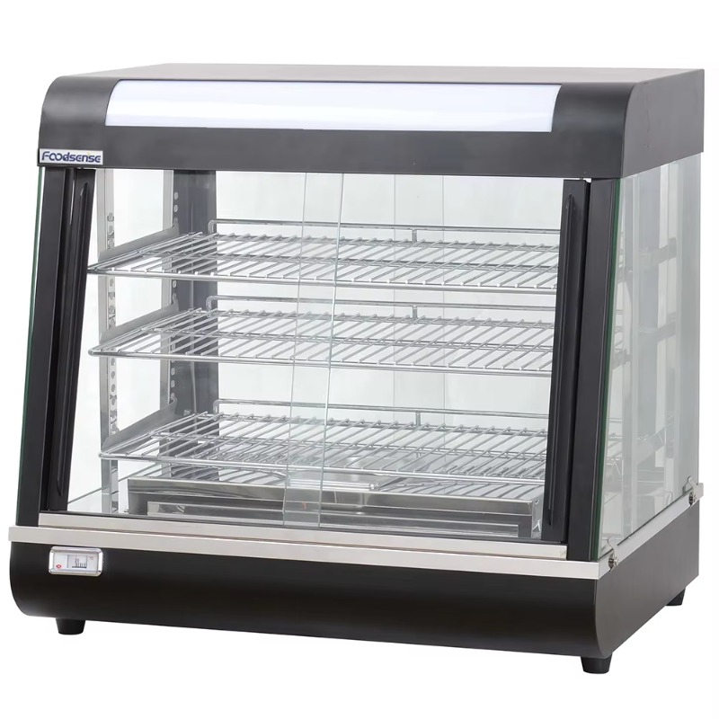 Commercial Kitchen Parts & Service - ตู้โชว์สแตนเลสแบบมีฉนวนกันความร้อน ประตูกระจกเต็มบาน พร้อมเครื่องอุ่นอาหารไฟฟ้า สำหรับร้านเบเกอรี่ โรงแรม และร้านอาหาร