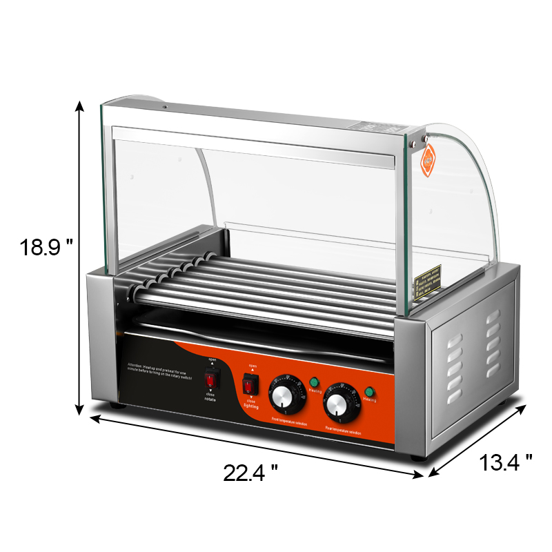 Commercial Kitchen Grill - เครื่องย่างไส้กรอกและฮอทดอกสแตนเลสเชิงพาณิชย์ 7 ลูกกลิ้ง สำหรับครัว
