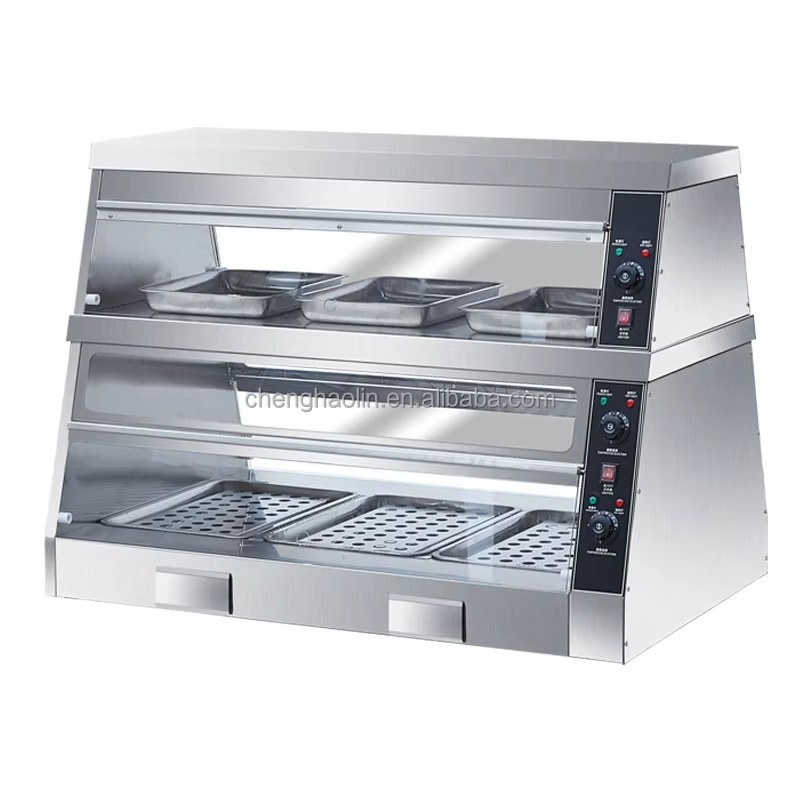 Commercial Kitchen Parts & Service - ตู้โชว์อาหารอุ่นร้อนแบบไฟฟ้าสำหรับแฮมเบอร์เกอร์ ไก่ทอด สำหรับร้านค้า พร้อมฉนวนกันความร้อน