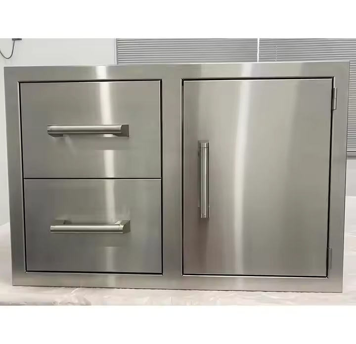 Commercial Kitchen Grill - ตู้ครัวกลางแจ้งแบบมีลิ้นชัก 2 ช่อง คุณภาพเชื่อถือได้ พร้อมลิ้นชักและบานประตูสำหรับใช้งานเชิงพาณิชย์