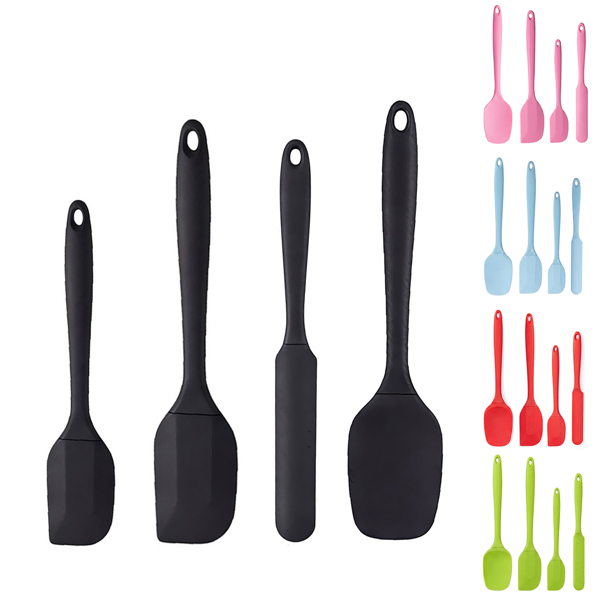 Commercial Kitchen Utensils - ชุดตะหลิวซิลิโคนสำหรับครัว, ตะหลิวซิลิโคนทนความร้อนสูงแบบแยกส่วนพร้อมด้ามจับกันลื่นสำหรับทำอาหาร ผสม อบ เสิร์ฟ และคน