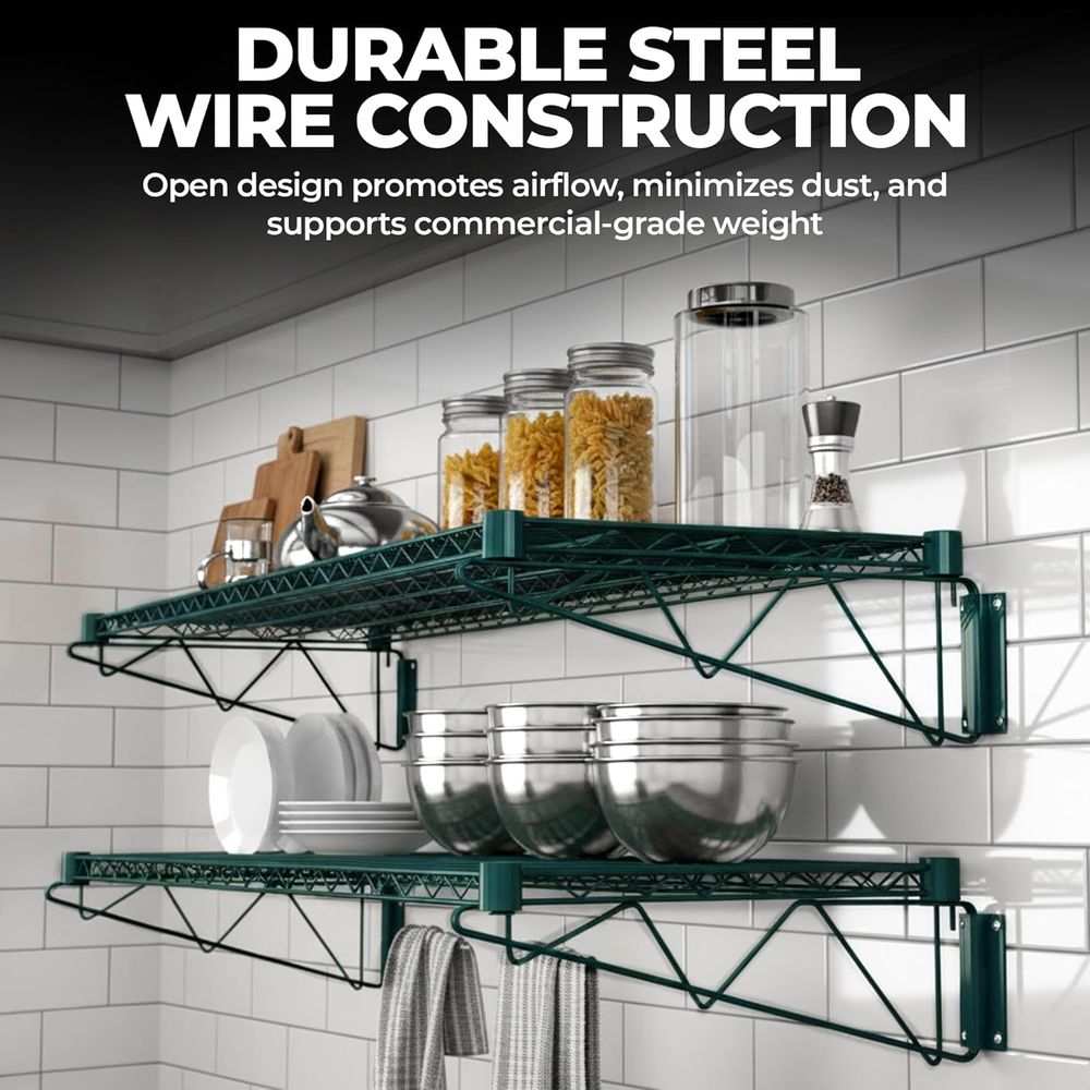 ชั้นวางของติดผนังแบบลวดสีเขียว - Wall Shelf Commercial Kitchen บทวิจารณ์และราคา