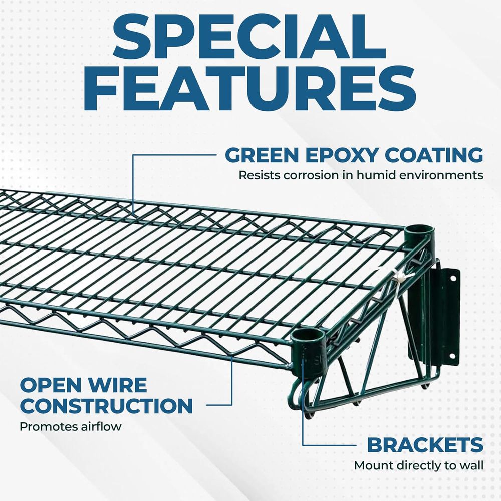 ชั้นวางของติดผนังแบบลวดสีเขียว - Wall Shelf Commercial Kitchen บทวิจารณ์และราคา