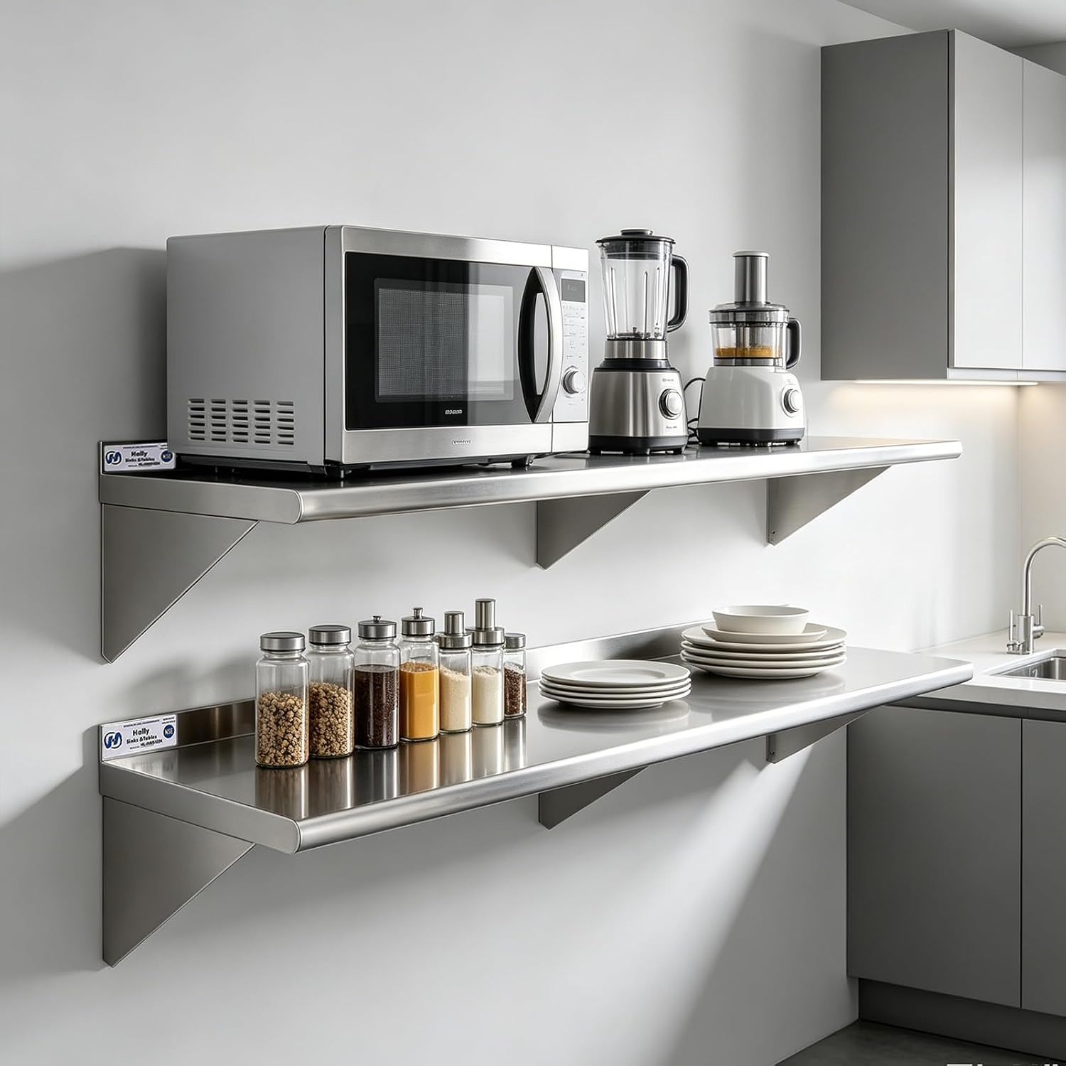 ชุด 2 ชิ้น ชั้นวางของติดผนังสแ - Wall Shelf Commercial Kitchen บทวิจารณ์และราคา