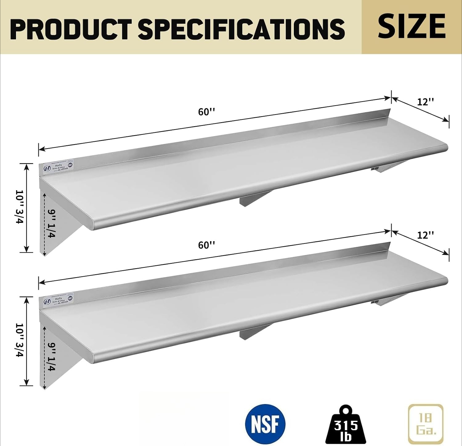 ชุด 2 ชิ้น ชั้นวางของติดผนังสแ - Wall Shelf Commercial Kitchen บทวิจารณ์และราคา