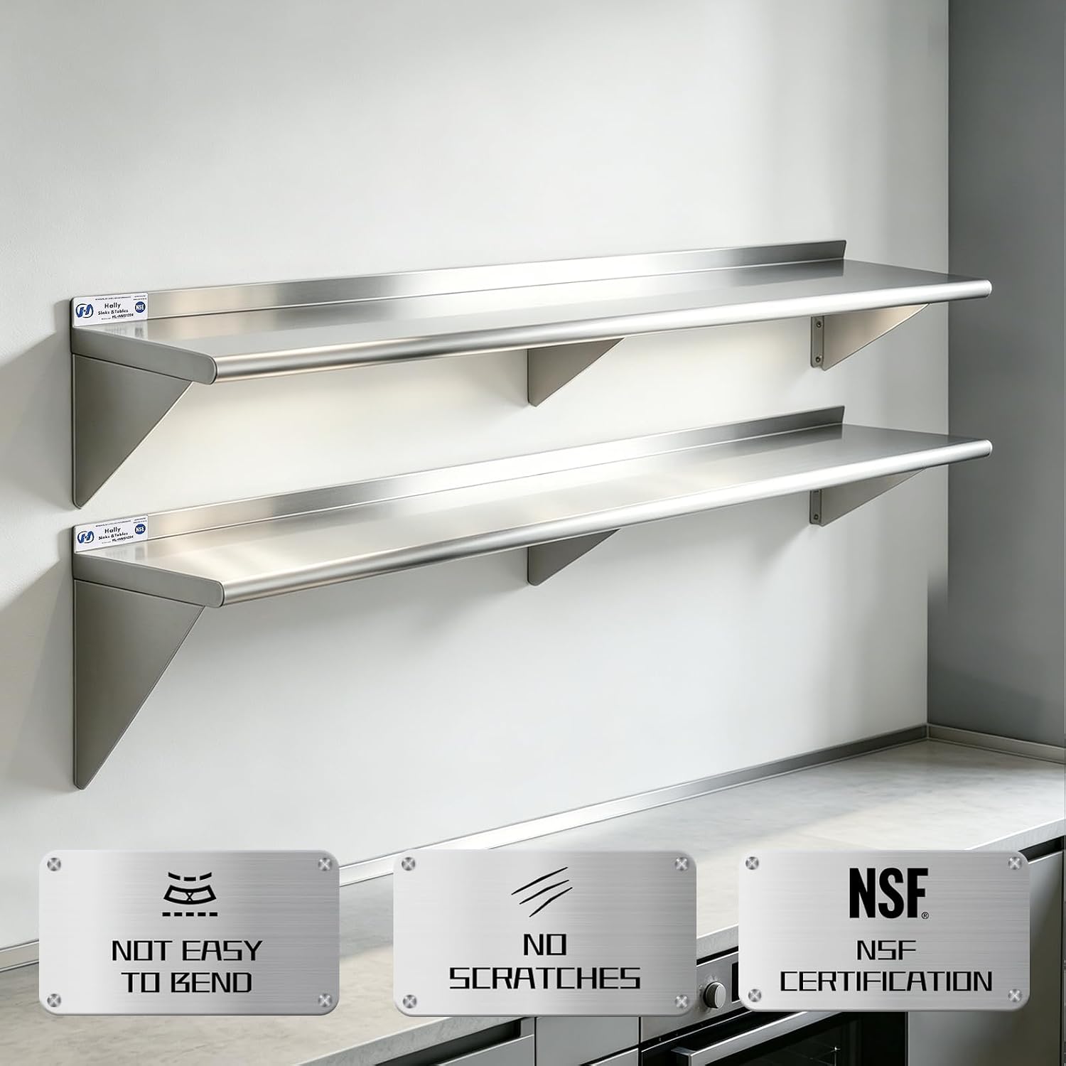 ชุด 2 ชิ้น ชั้นวางของติดผนังสแ - Wall Shelf Commercial Kitchen บทวิจารณ์และราคา