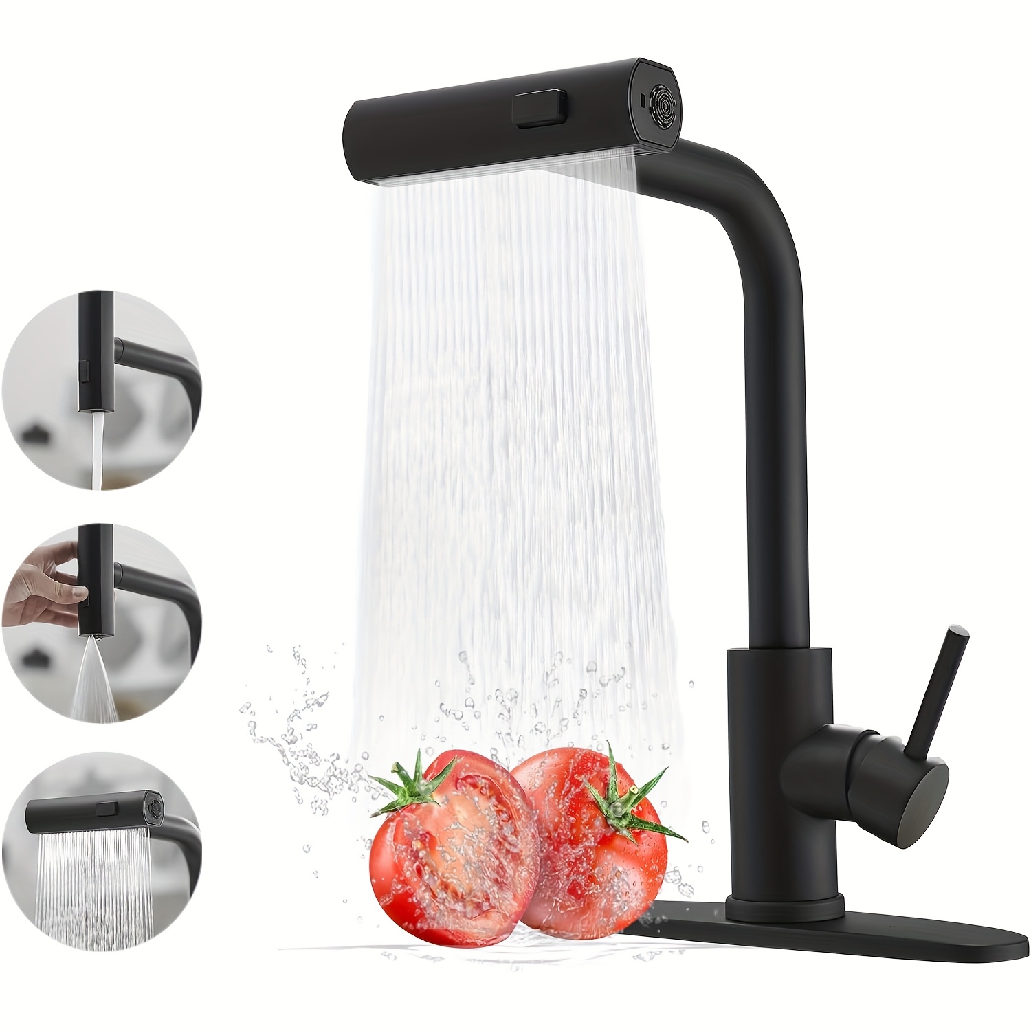 1 PC สีดําก๊อกน้ําห้องครัวดึงส - Commercial Kitchen Utensils บทวิจารณ์และราคา